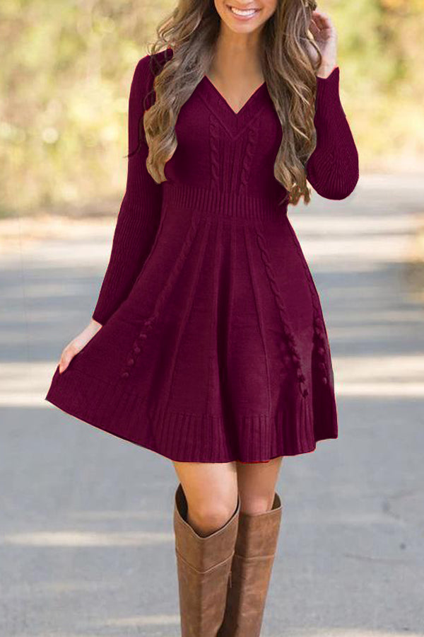 Dunnmall Fashion Solid Color Sweater Dress