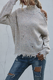 Dunnmall High Neck Cold-Shoulder Sweater