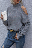 Dunnmall High Neck Cold-Shoulder Sweater