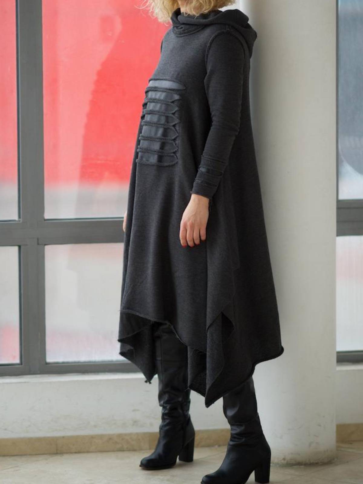 Dunnmall Fashion Plus Size Long Sleeve Hoodie Fall Dresses