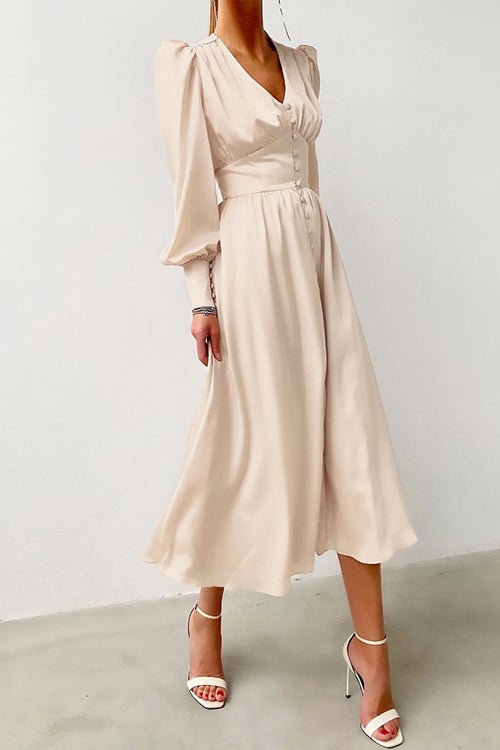 Dunnmall Lust or Love Puff Sleeve Maxi Dress