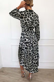 Dunnmall V Neck Sexy Leopard Dress