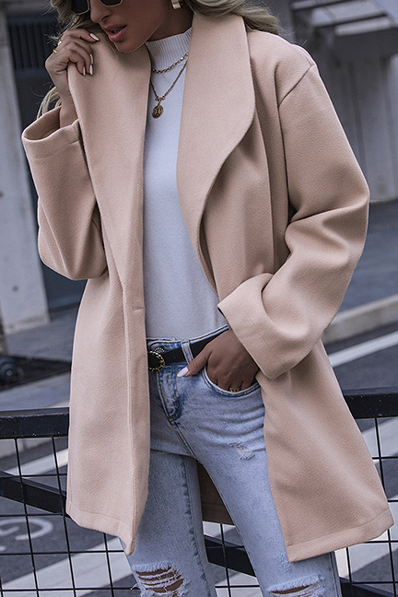 Dunnmall Plain Wide Lapel Woolen Coat