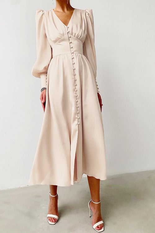 Dunnmall Lust or Love Puff Sleeve Maxi Dress