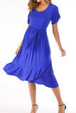 Dunnmall Casual Midi Dress with Belt(4 Colors)
