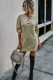 Dunnmall Fashion Button Solid Color Knitting Dress