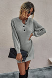 Dunnmall Fashion Button Solid Color Knitting Dress