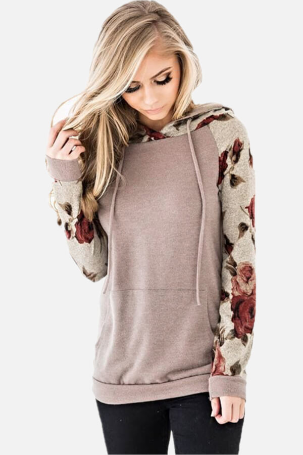 Dunnmall Fashion Patchwork Regular Print Hoodie