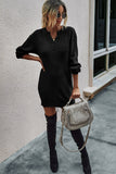 Dunnmall Fashion Button Solid Color Knitting Dress