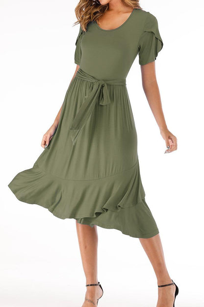 Dunnmall Casual Midi Dress with Belt(4 Colors)