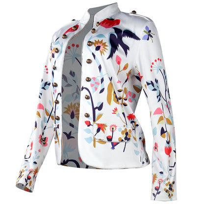 Dunnmall Casual Floral Print Button Jacket