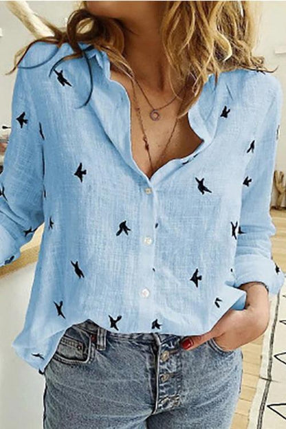 Dunnmall Autumn Loose Fashion Print Shirt