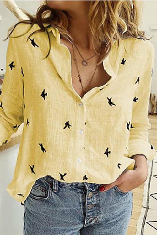 Dunnmall Autumn Loose Fashion Print Shirt