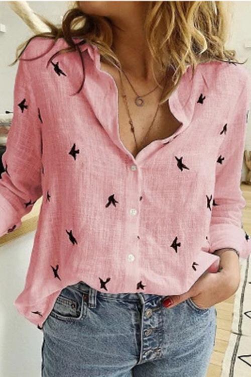 Dunnmall Autumn Loose Fashion Print Shirt