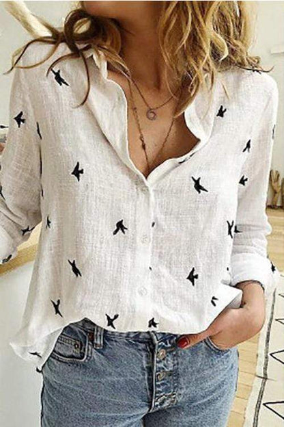 Dunnmall Autumn Loose Fashion Print Shirt