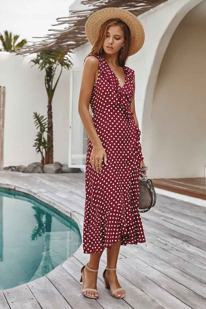 Dunnmall Fashion Dot Print Vest Dress