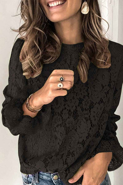 Dunnmall Fashion Openwork Lace Top