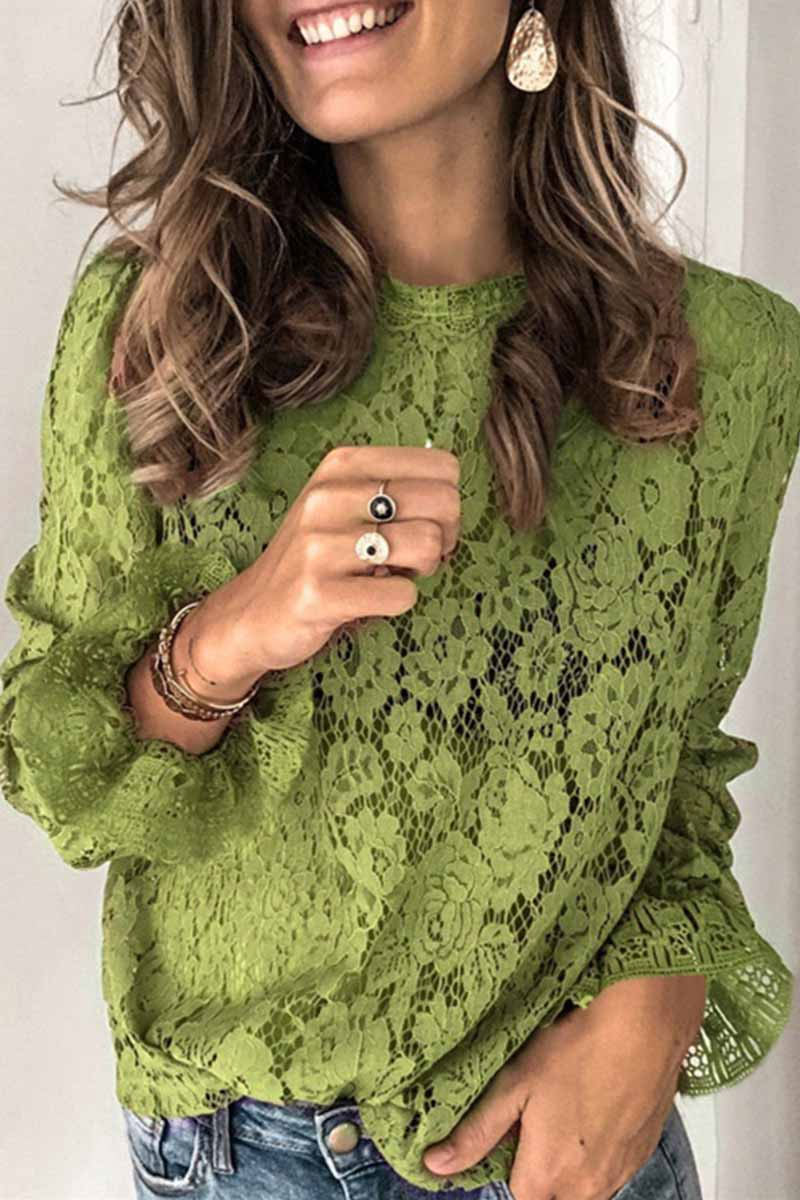 Dunnmall Fashion Openwork Lace Top