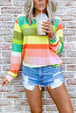 Dunnmall Fashion Rainbow Striped Multicolor Thin Top