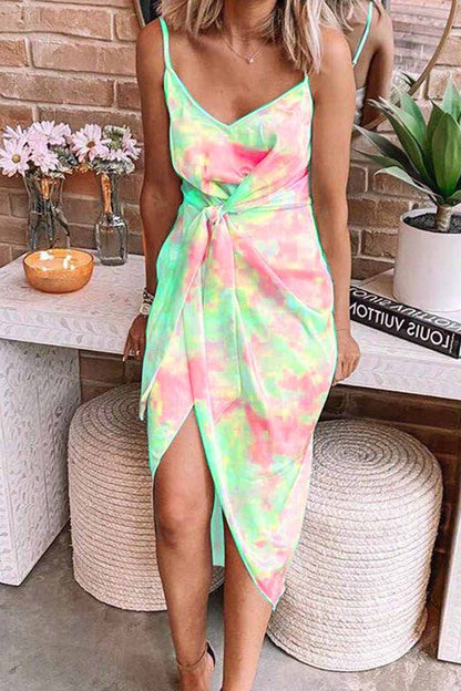 Dunnmall Tie-dye Bandage Midi dresses