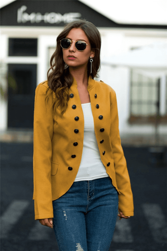 Dunnmall Fashion Stand Collar Breasted Woolen Coat