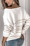 Dunnmall Casual V Neck Striped Sweater