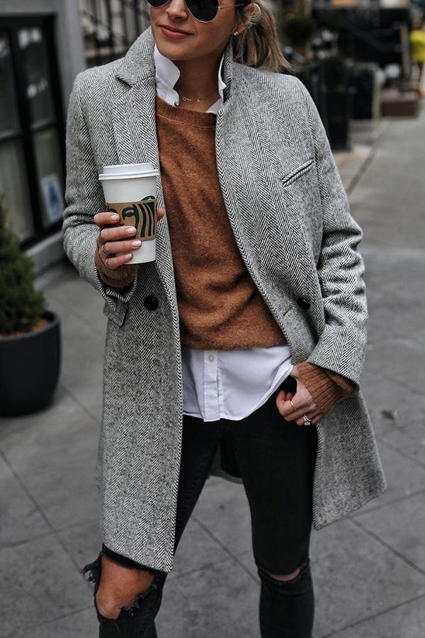 Dunnmall Outlook Button Down Textured Coat