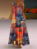 Dunnmall Women's Shift Dress Maxi long Dress - Sleeveless Geometric Print Summer V Neck Plus Size Hot Casual Holiday vacation dresses Loose Red Orange S M L XL XXL 3XL 4XL 5XL