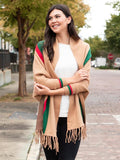 Dunnmall Luxurious Fringe Stripe Shawl