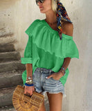 Dunnmall Off Shoulder Ruffled top