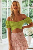 Dunnmall Sexy Off The shoulder Wrinkle Crop Top