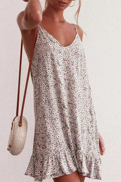 Dunnmall Sexy Summer Sling Floral Print Dress