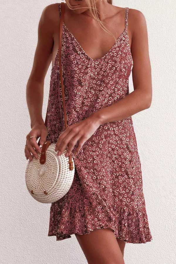 Dunnmall Sexy Summer Sling Floral Print Dress