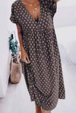 Dunnmall Dot Summer Mid Dress With V Neck